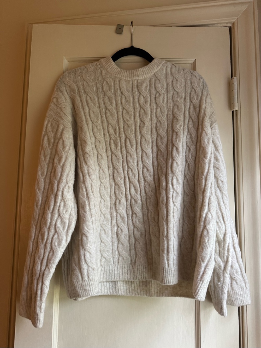 H&M Cream Cable-Knit Crewneck Sweater